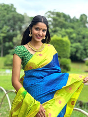 Ultramarine Blue Pure Silk Kanjivaram