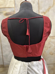 Exclusive Short Sleeves Design Blouse - Maroon