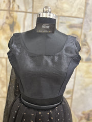 Exclusive Short Sleeves Design Blouse - Black