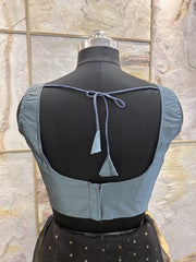 Exclusive Short Sleeves Design Blouse - Grey