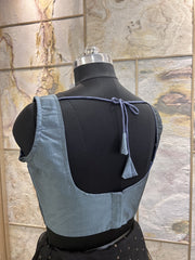 Exclusive Short Sleeves Design Blouse - Grey