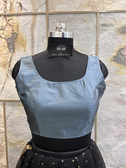 Exclusive Short Sleeves Design Blouse - Grey