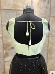 Exclusive Short Sleeves Design Blouse - Light Green