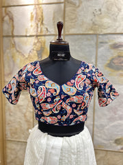 Dark Blue Kalamkari Cotton Blouse