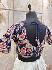 Dark Blue Kalamkari Cotton Blouse