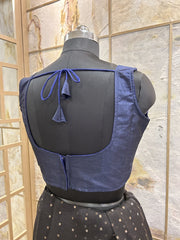 Exclusive Short Sleeves Design Blouse - Navy Blue