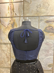 Exclusive Short Sleeves Design Blouse - Navy Blue