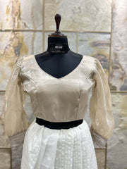 Mocha Organza full sleeves Crop Top cum Blouse