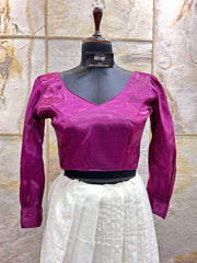 Wine Organza full sleeves Crop Top cum Blouse - 12 colors