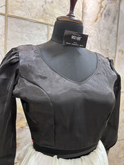 Black Organza full sleeves Crop Top cum Blouse