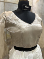 Mocha Organza full sleeves Crop Top cum Blouse