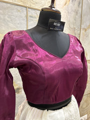 Wine Organza full sleeves Crop Top cum Blouse - 12 colors