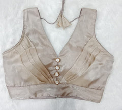 Mocha Front Pleated Designer Blouse