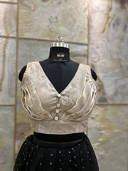 Mocha Front Pleated Designer Blouse