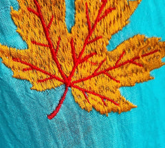 Mul Cotton Saree with Leaves Embroidery