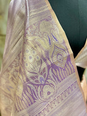 Silk Saree with Unique Motifs in Pastel Mauve Colour