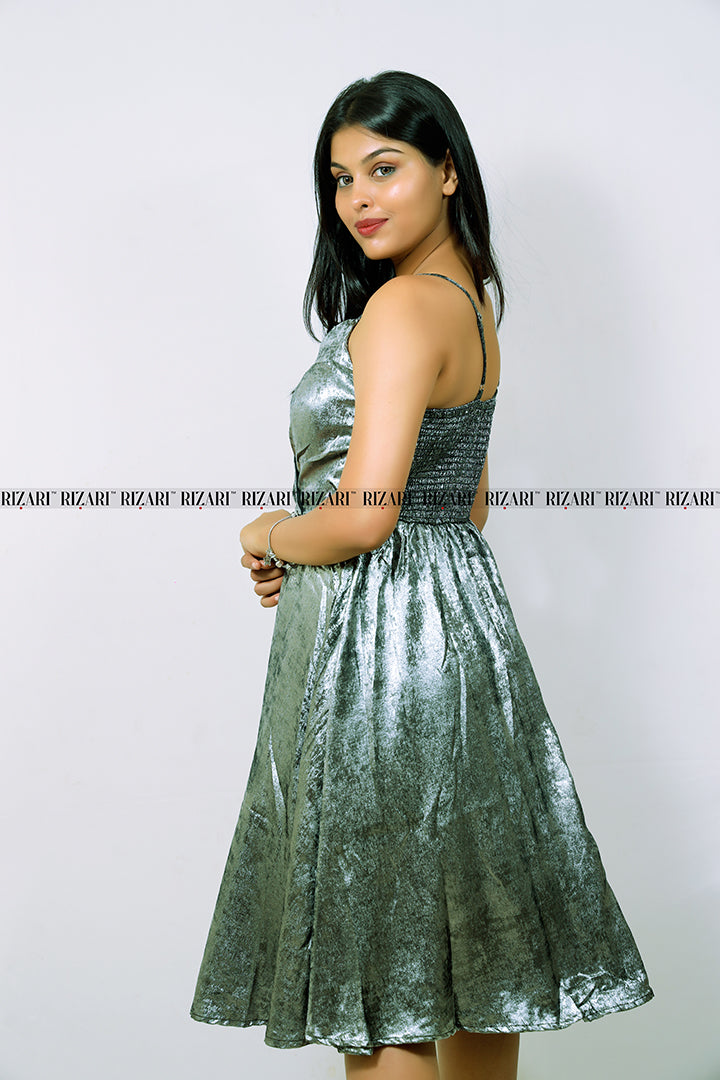 Fit and Flare Metallic Dress