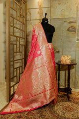 Pink Banarasi Katan Silk Saree