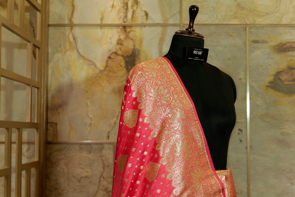 Pink Banarasi Katan Silk Saree