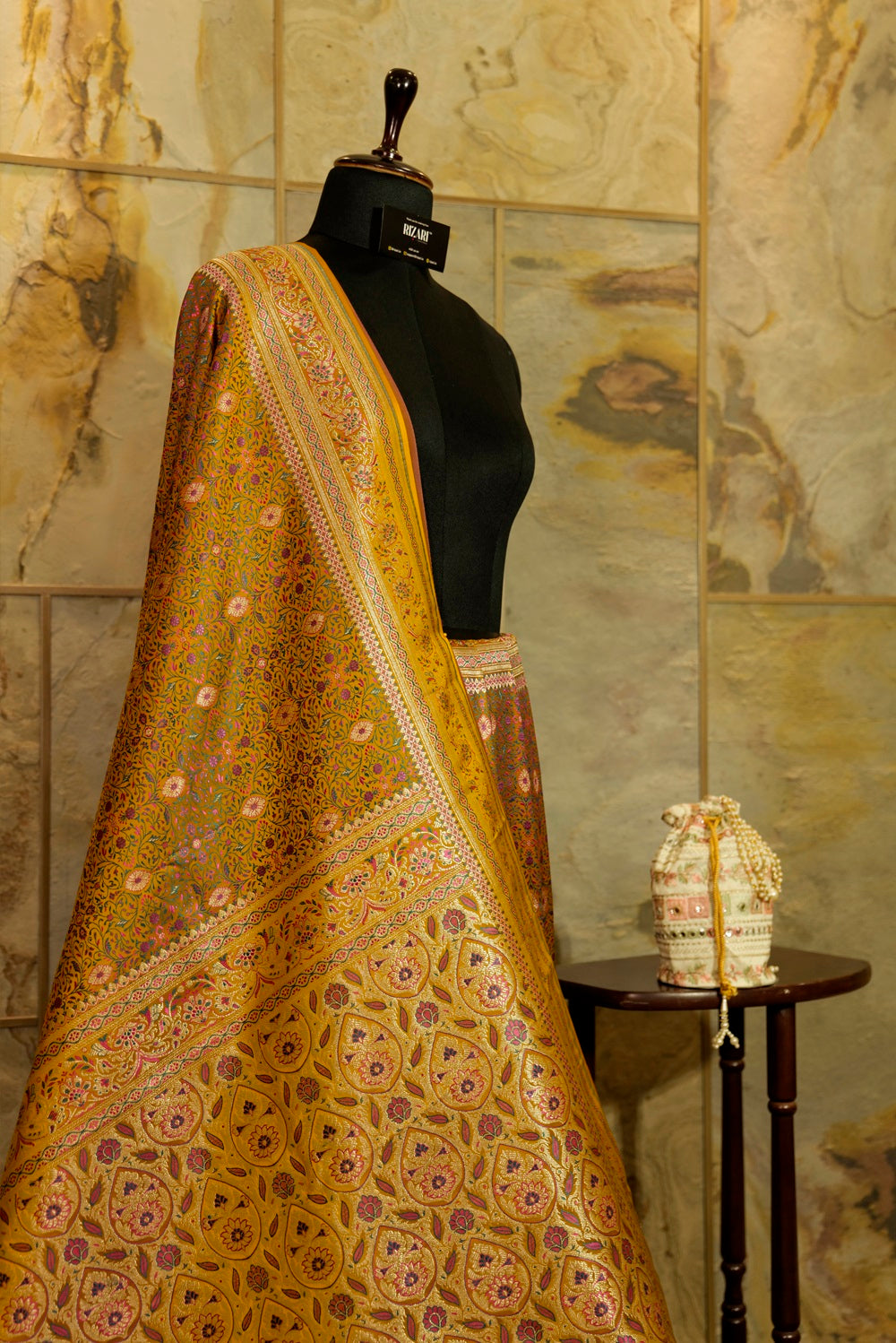 Mustard Tanchoi Silk Saree in Dual Tones(Wine color and Mustard)