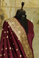 Burgundy Banarasi Silk Saree