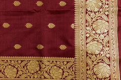 Burgundy Banarasi Silk Saree