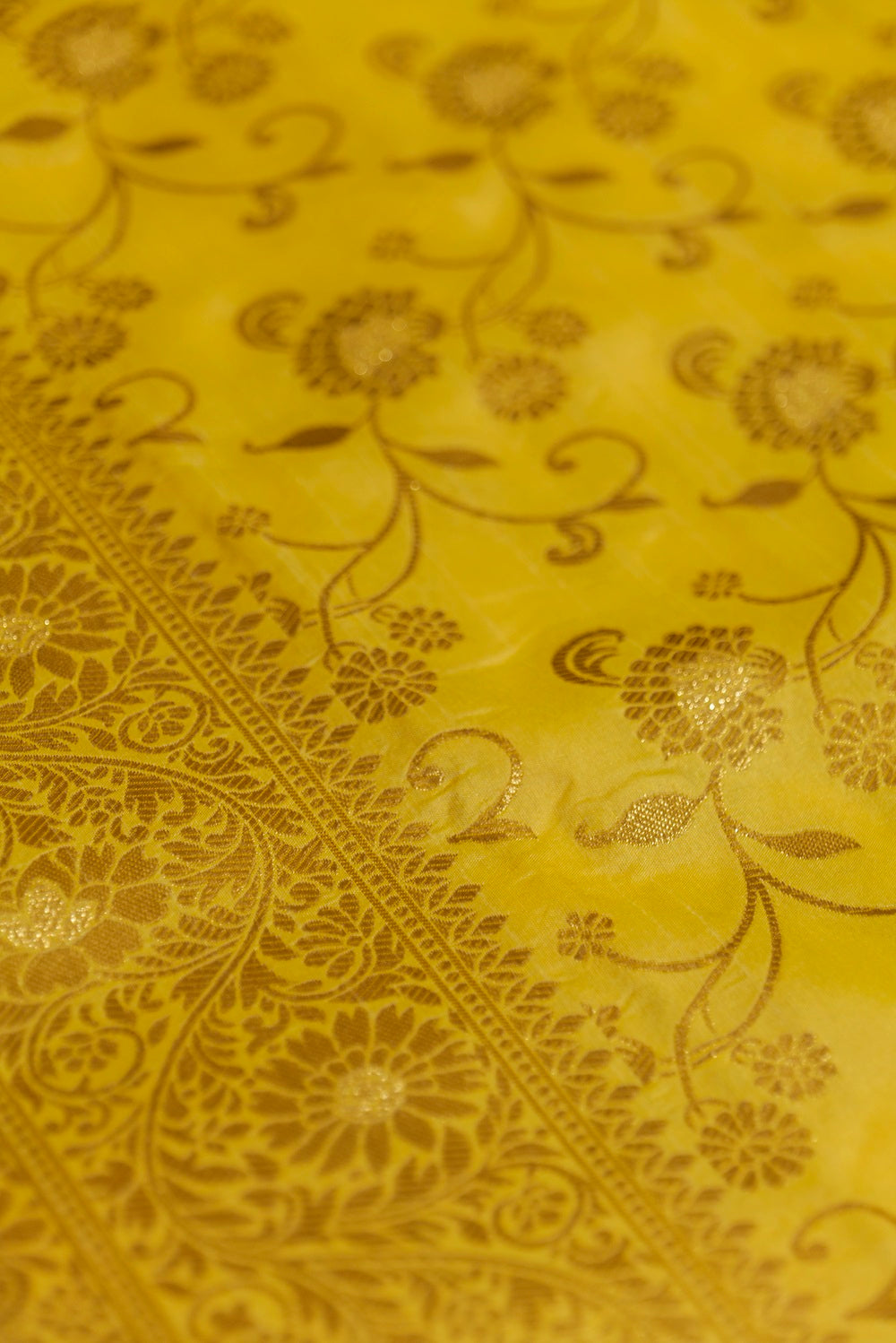 Lemon Yellow Banarasi Saree