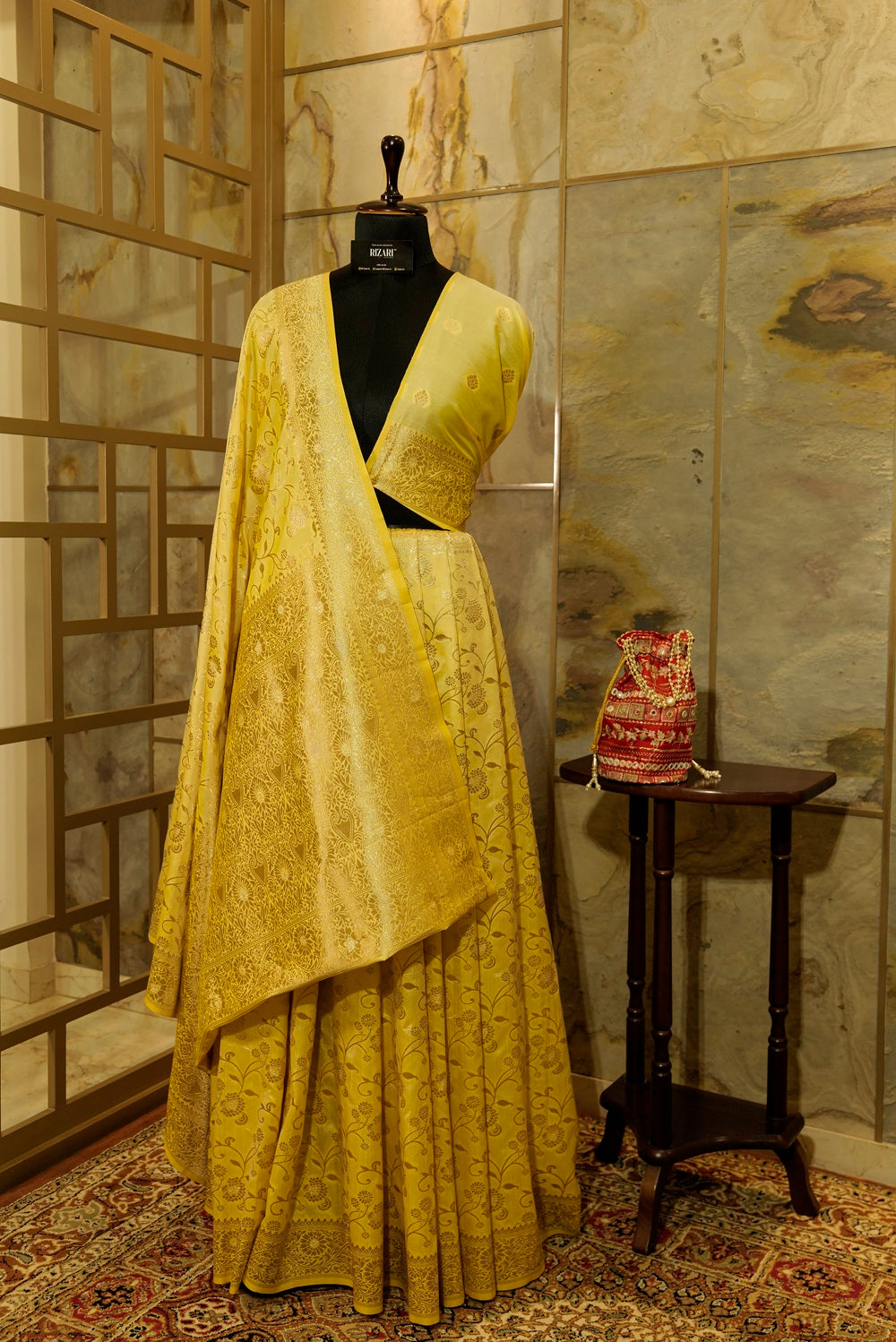 Lemon Yellow Banarasi Saree