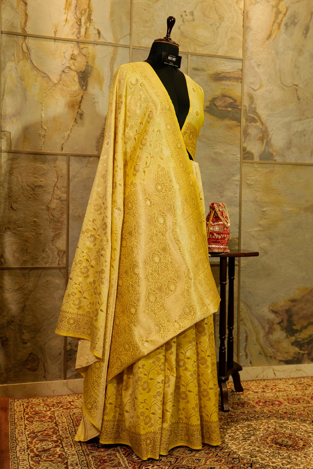 Lemon Yellow Banarasi Saree