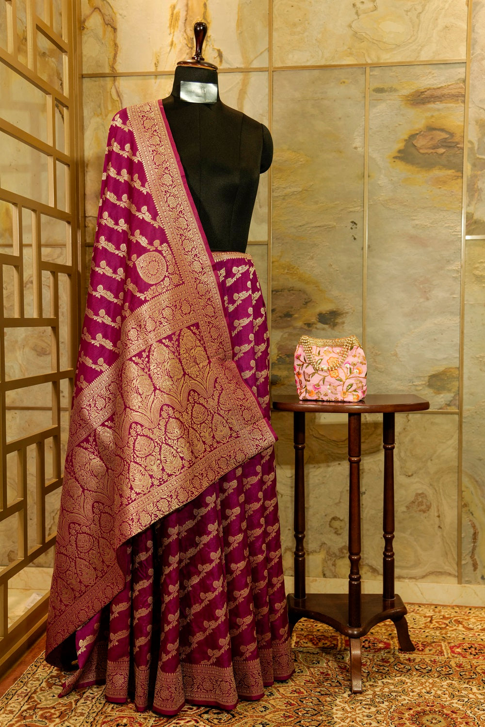 Magenta Banarasai Saree