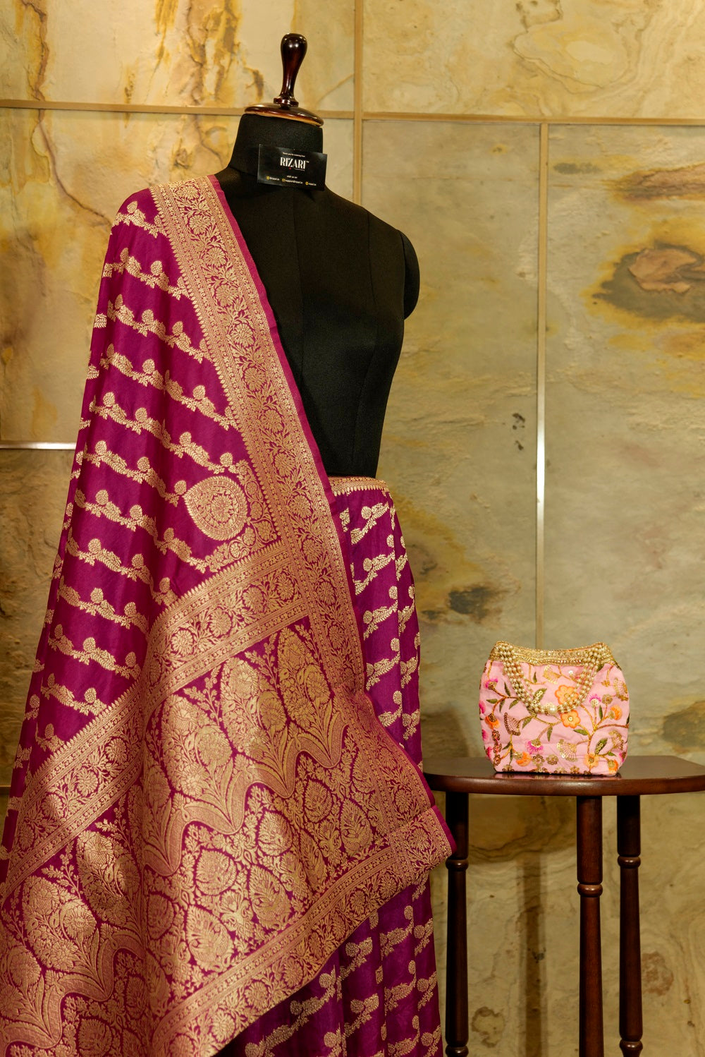 Magenta Banarasai Saree