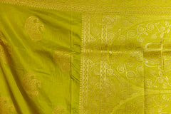 Olive Green Banarasi Soft Silk Saree