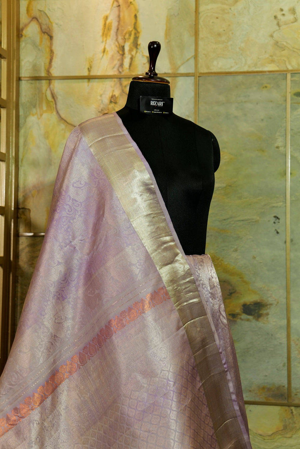 Mauve Hand woven Kanjivaram Pure Silk Saree