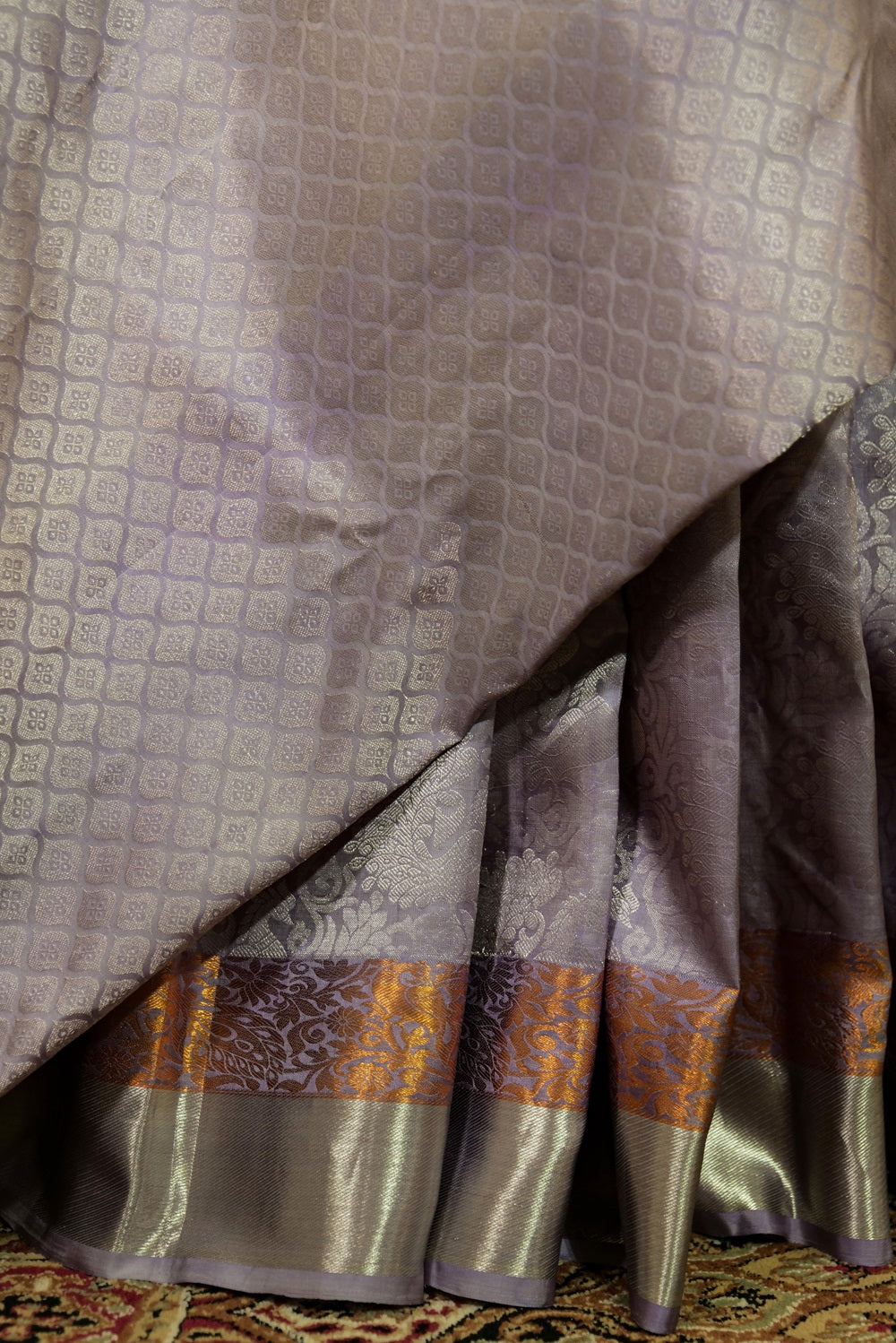 Mauve Hand woven Kanjivaram Pure Silk Saree