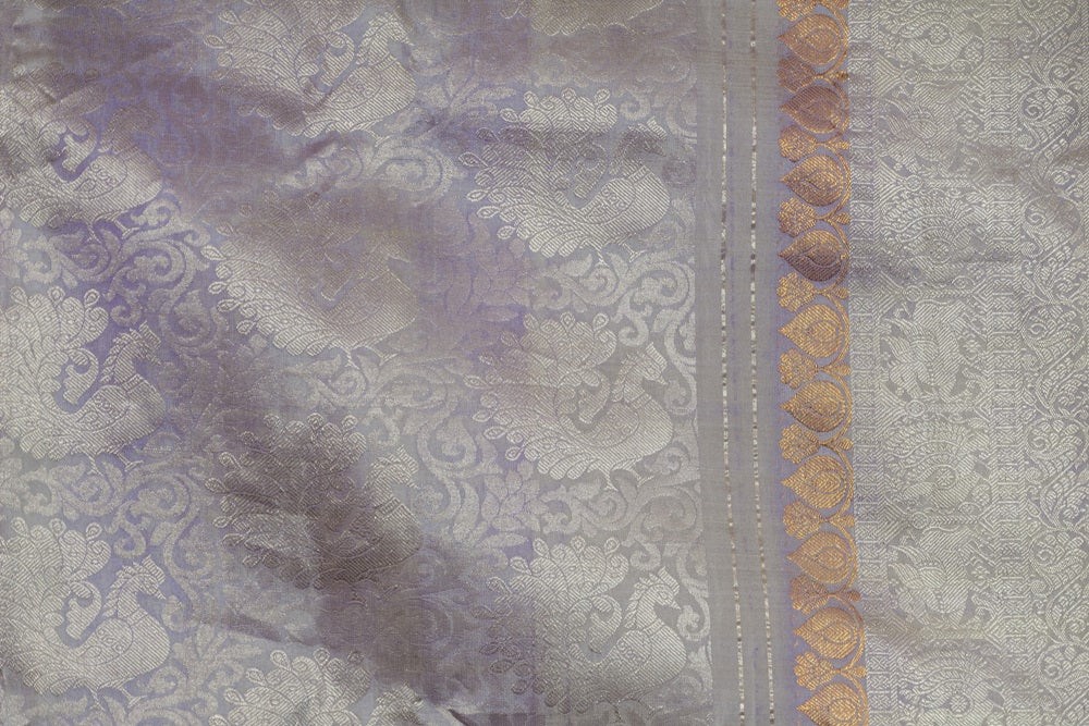 Mauve Hand woven Kanjivaram Pure Silk Saree