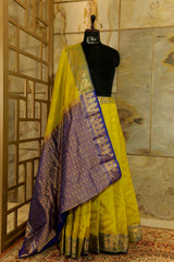 Bright Olive Green Pure Silk Kanjivaram Saree