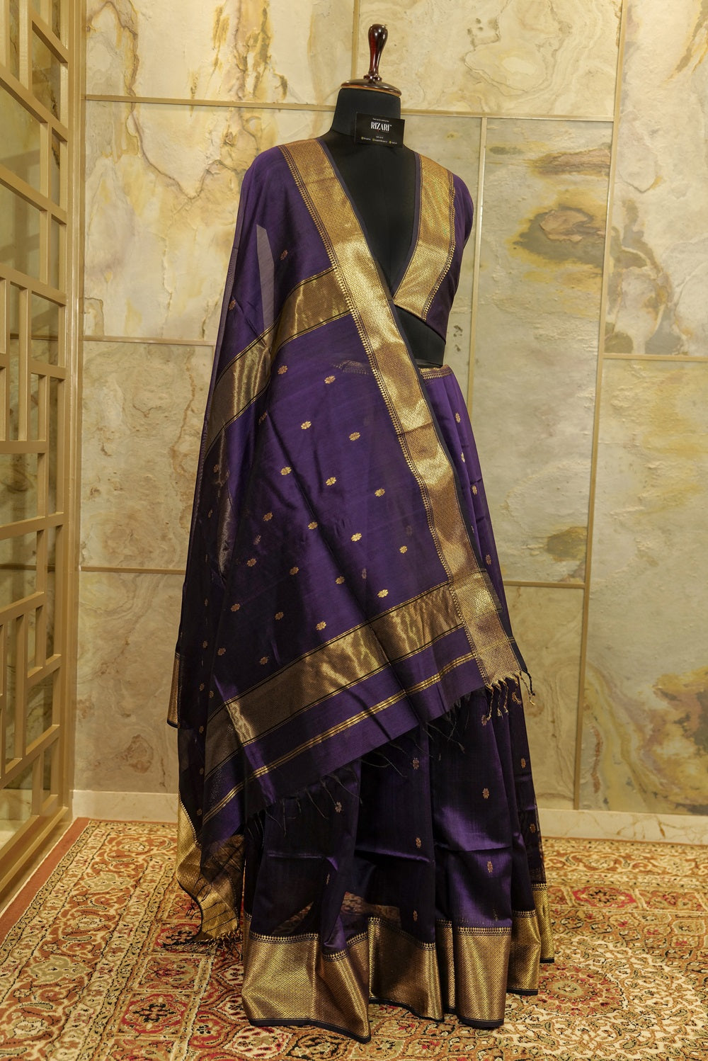 Purple Maheshwari Silk Saree