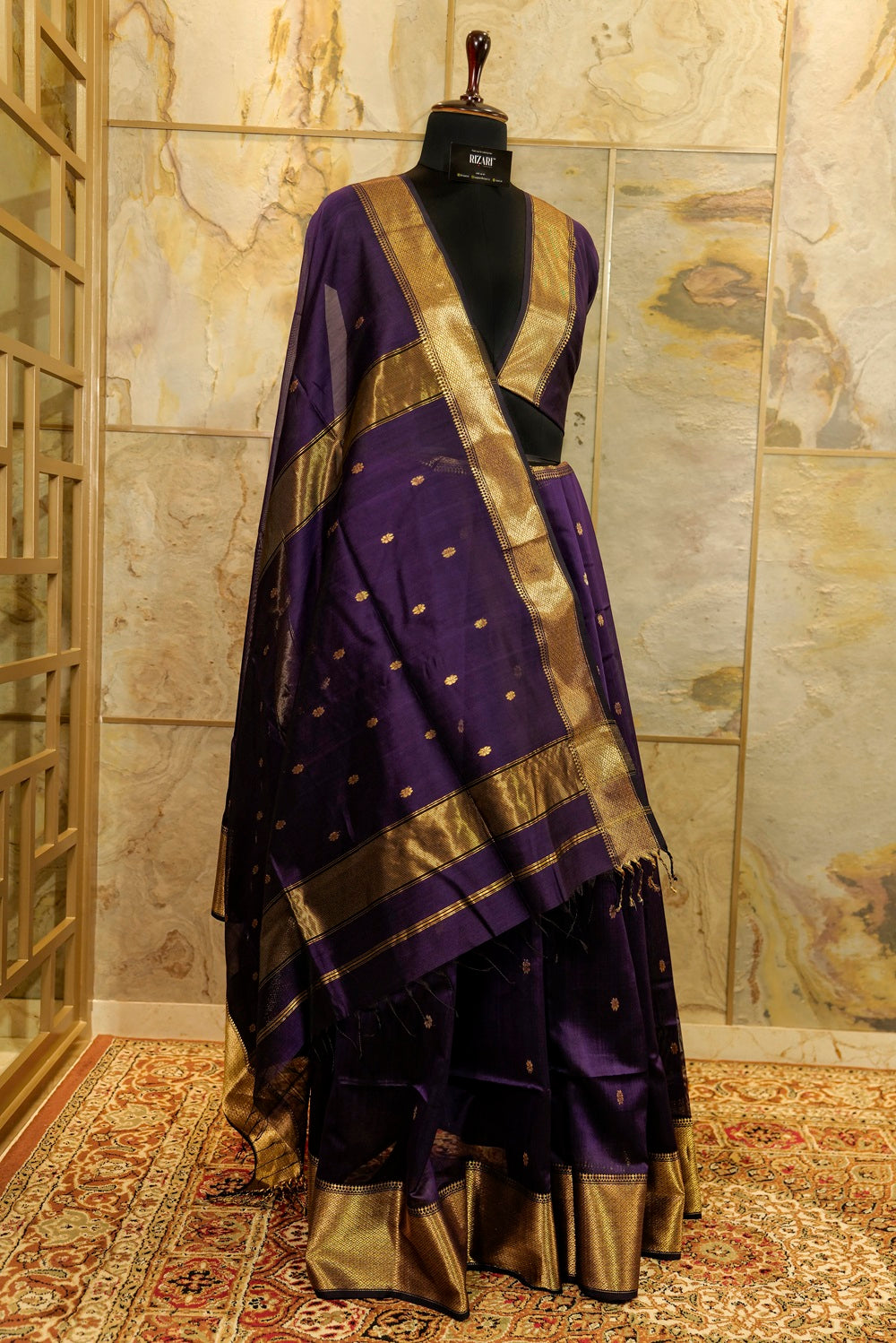 Purple Maheshwari Silk Saree