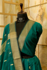 Green Maheshwari Saree with Resham Buttas