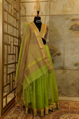 Olive Green Maheshwari Saree