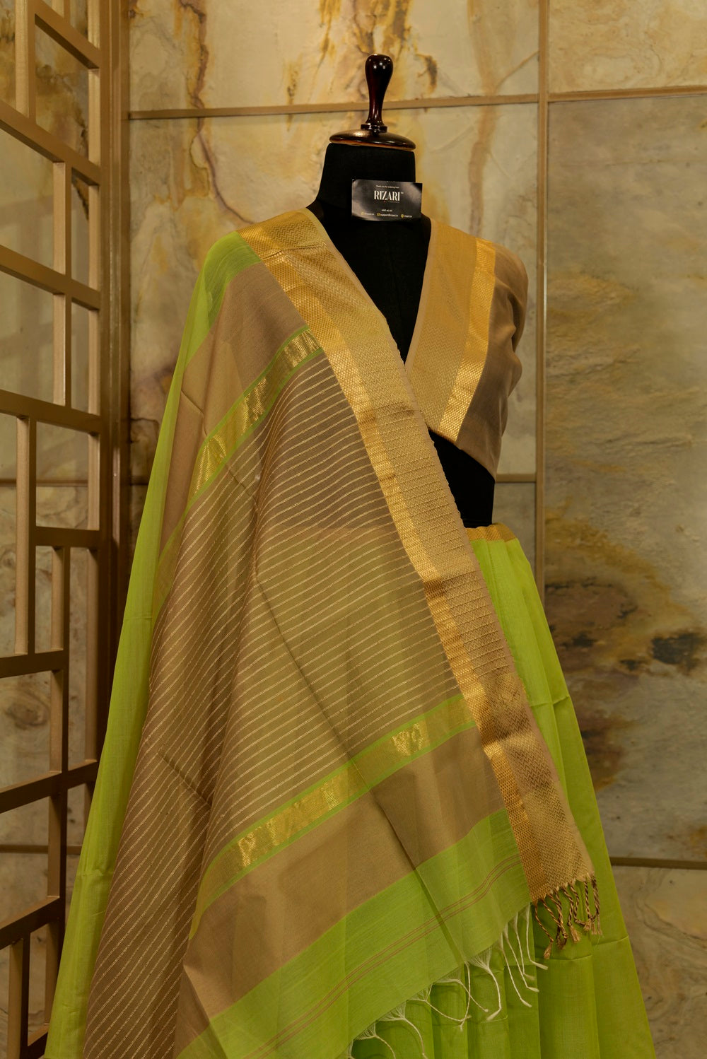 Olive Green Maheshwari Saree