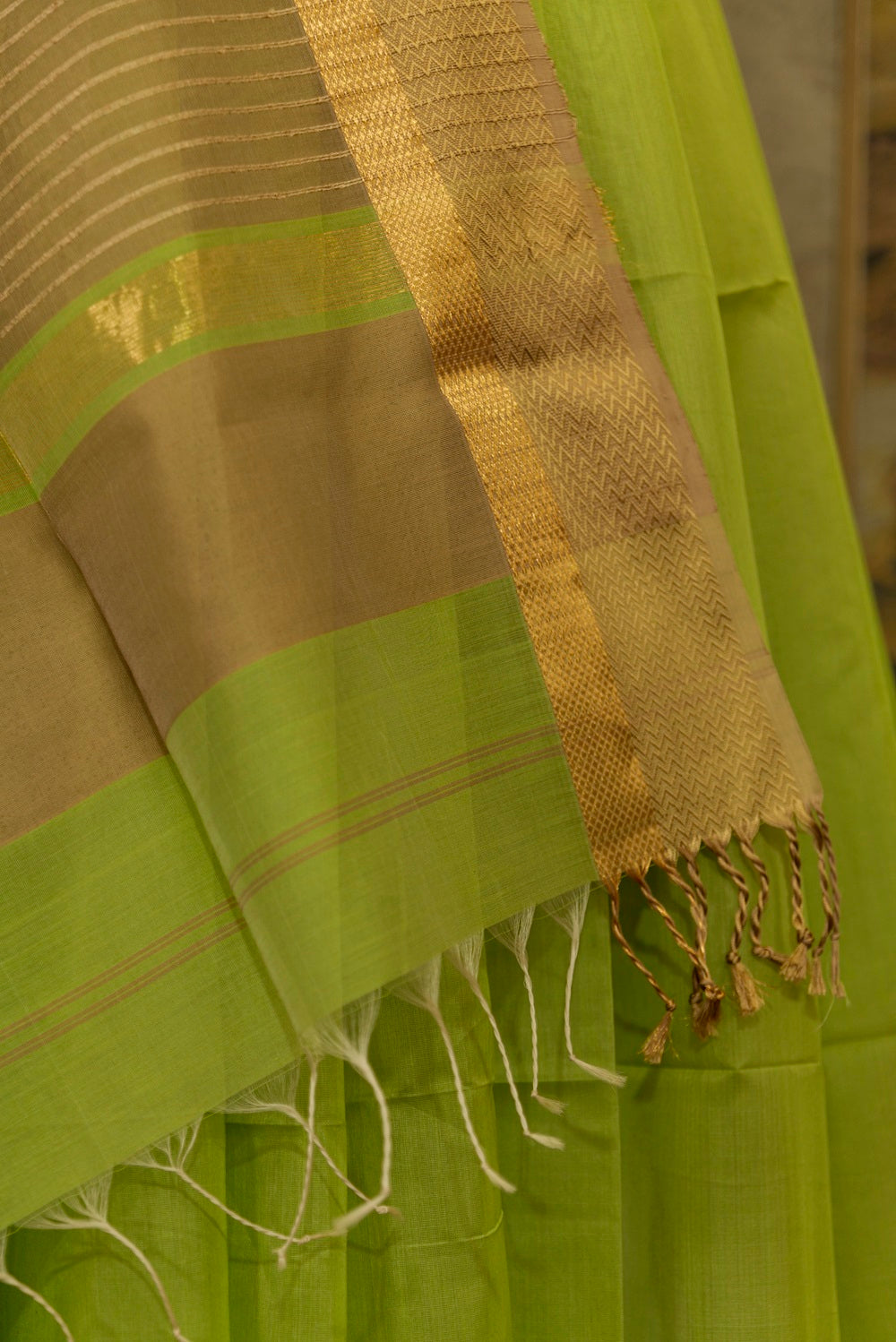 Olive Green Maheshwari Saree