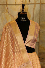 Peach Tissue Saree Striped