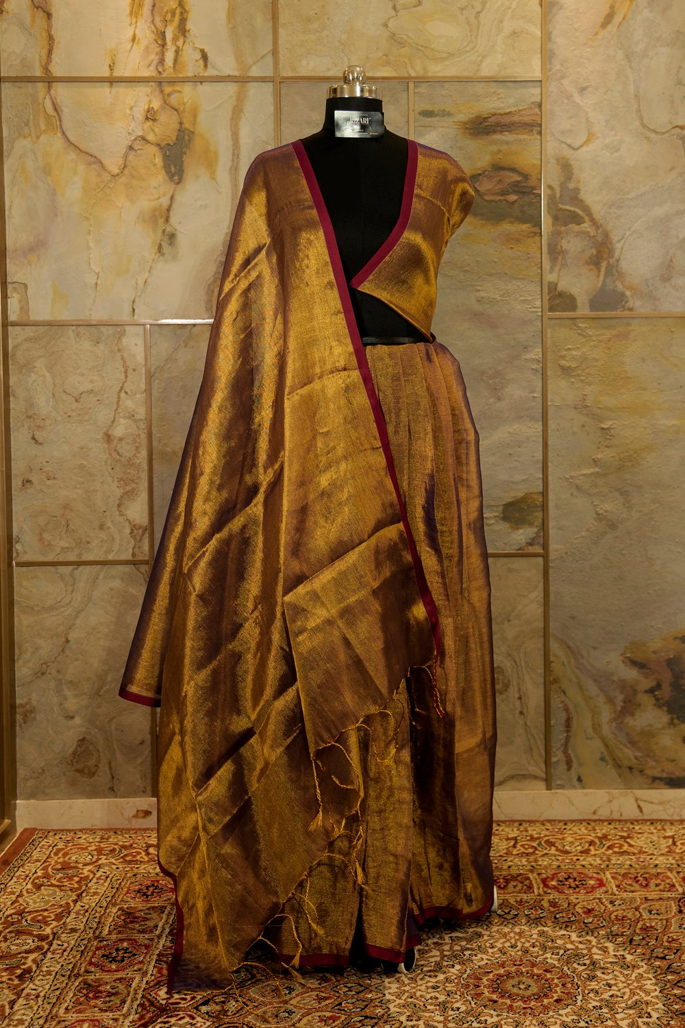 Purple and Gold tone Tissue Saree