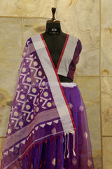 Dual tone Purple and Red Benarasi Jamdani Resham Handwoven Saree