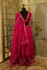 Bright Pink Jamdani  Handwoven Saree