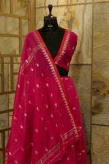 Bright Pink Jamdani  Handwoven Saree