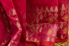 Bright Pink Jamdani  Handwoven Saree