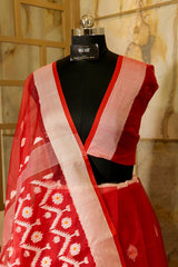 Red Exclusive Handwoven Benarasi Jamdani Saree