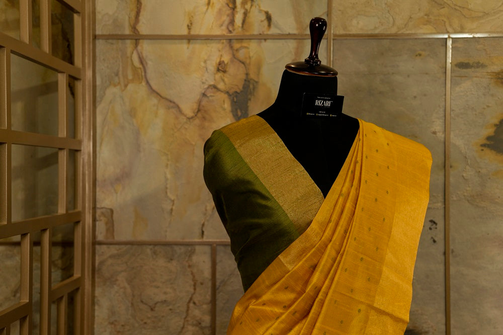 Yellow Saree with all over buttis